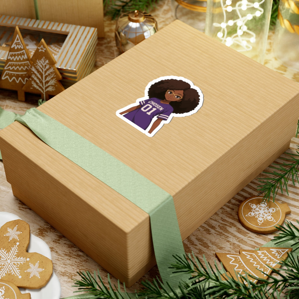 “CHOSEN 01” Cute Afro Puff Woman-Kiss-Cut Sticker