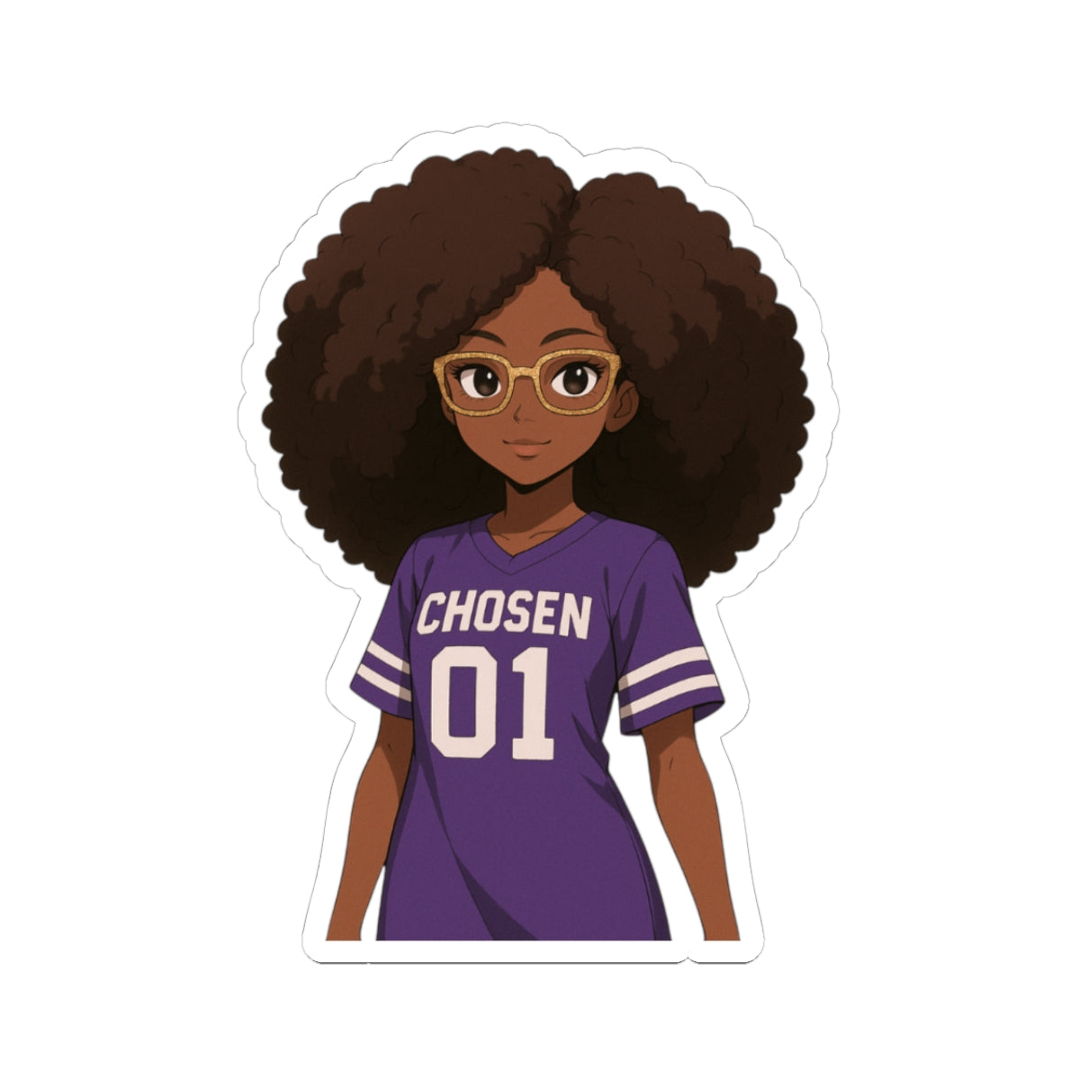 “CHOSEN 01” Cute Afro Puff Woman-Kiss-Cut Sticker