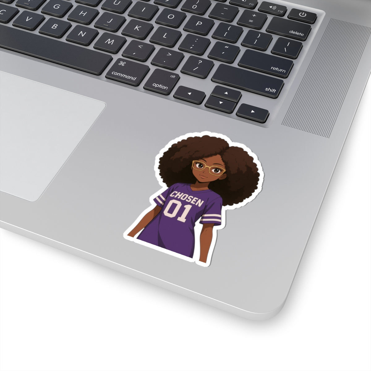 “CHOSEN 01” Cute Afro Puff Woman-Kiss-Cut Sticker